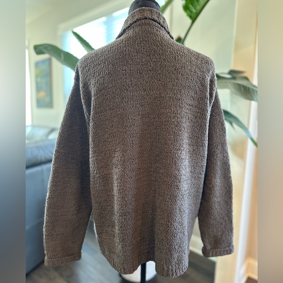 Chunky Knit CO & EDDY Button Up Cardigan Sweater Taupe Brown Women M - Picture 5 of 11